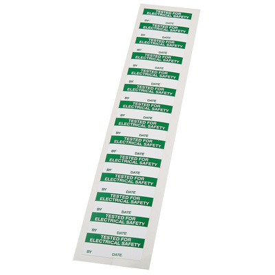 RS PRO Adhesive Pre-Printed Adhesive Label-Tested For Electrical Safety-. Quantity: 140