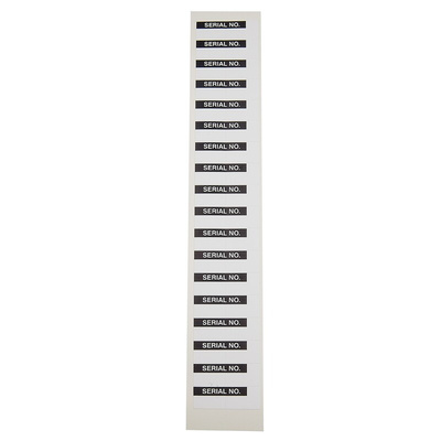 RS PRO Adhesive Pre-Printed Adhesive Label-Serial No.-. Quantity: 180