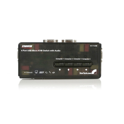 StarTech.com 4 Port USB VGA KVM Switch, 3.5 mm Stereo 2048 x 1536 Maximum Resolution