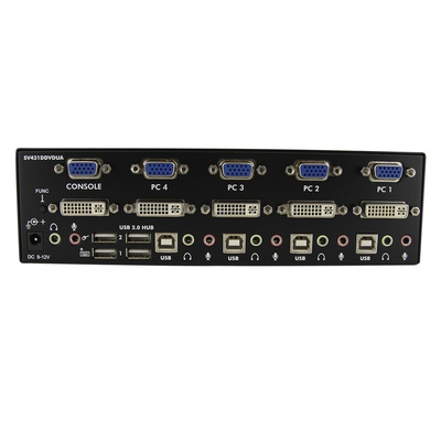 StarTech.com 4 Port Dual Monitor USB DVI KVM Switch, 3.5 mm Stereo 1920 x 1440 Maximum Resolution