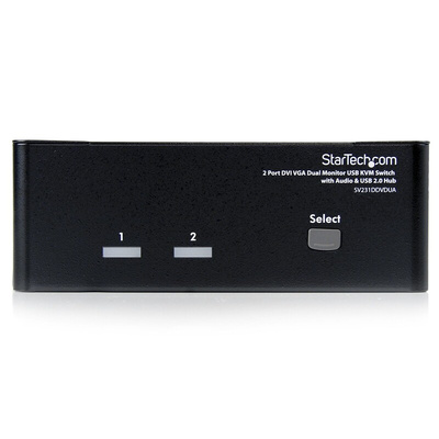 StarTech.com 2 Port Dual Monitor USB DVI, VGA KVM Switch, 3.5 mm Stereo 1920 x 1200 Maximum Resolution