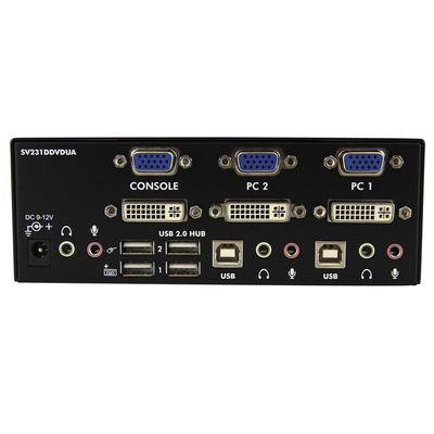 StarTech.com 2 Port Dual Monitor USB DVI, VGA KVM Switch, 3.5 mm Stereo 1920 x 1200 Maximum Resolution