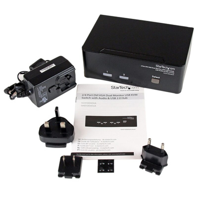 StarTech.com 2 Port Dual Monitor USB DVI, VGA KVM Switch, 3.5 mm Stereo 1920 x 1200 Maximum Resolution