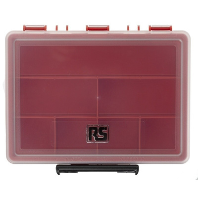 RS PRO 7 Cell Red PP Compartment Box, 32mm x 175mm x 143mm