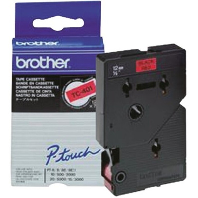 Brother Black on Red Label Printer Tape, 7.7 m Length, 12 mm Width