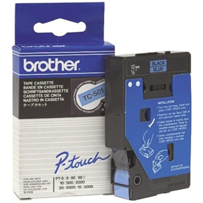 Brother Black on Blue Label Printer Tape, 8 m Length, 12 mm Width