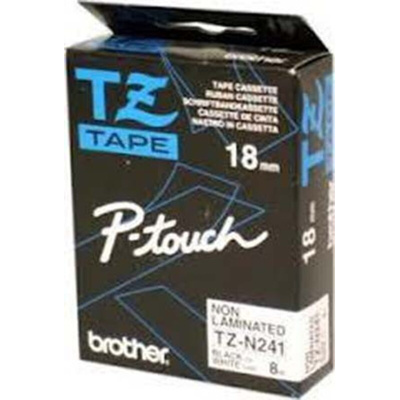 Brother Black on White Label Printer Tape, 8 m Length, 18 mm Width