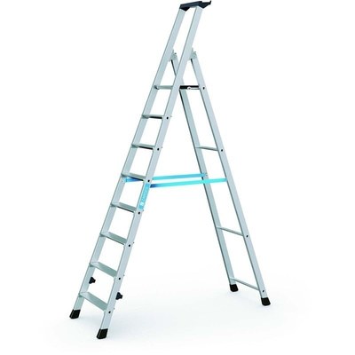 Zarges Aluminium 8 steps Step Ladder, 1.7m platform height, 2.29m open length