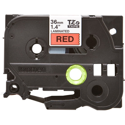 Brother Black on Red Label Printer Tape, 8 m Length, 36 mm Width