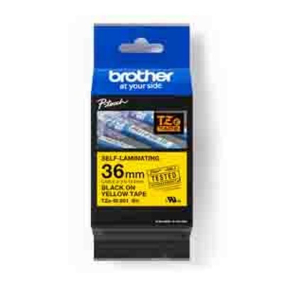Brother Black on Yellow Label Printer Tape, 8 m Length, 36mm Label Length