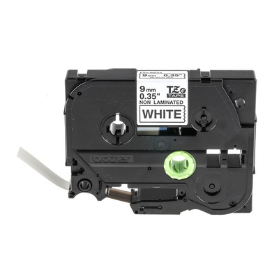 Brother Black on White Label Printer Tape, 8 m Length, 9 mm Width
