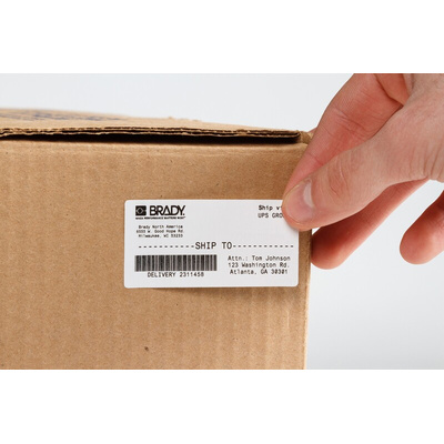 Brady B-424 Paper on White Label Printer Labels, 50.8mm Label Length