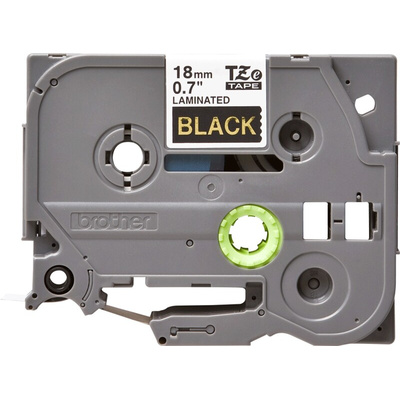 Brother Gold on Black Label Printer Tape, 8 m Length, 18 mm Width
