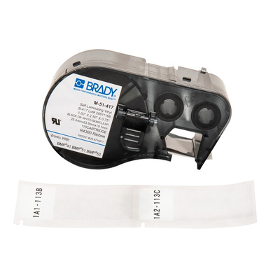 Brady B-417 Black on Transparent/White Label, 25.4 mm Width