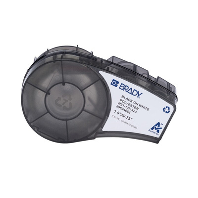 Brady M21 Black on White Polyester Label, 50.8 mm Width