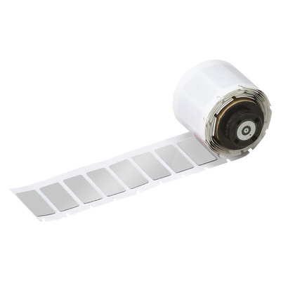 Brady B-7593 Black on Silver Polyester Label, 35.00 mm Width, 18.00mm Label Length, 35mm Label Width