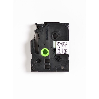 Brother Black on White Label Printer Tape, 8 m Length, 18 mm Width
