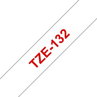 Brother Red on Clear Label Printer Tape, 8 m Length, 12 mm Width