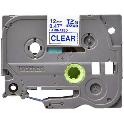 Brother Blue on Clear Label Printer Tape, 8 m Length, 12 mm Width
