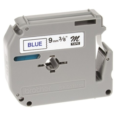 Brother Blue on White Label Printer Tape, 8 m Length, 9 mm Width
