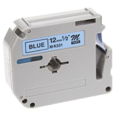 Brother Black on Blue Label Printer Tape, 8 m Length, 12 mm Width