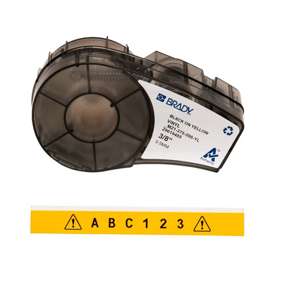 Brady B-595 Vinyl Black on Yellow Label Printer Tape, 6.4 m Length, 9.53 mm Width
