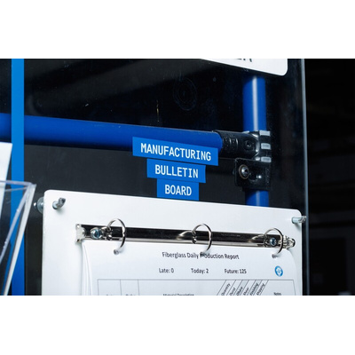 Brady B-595 Vinyl White on Blue Label Printer Tape, 6.4 m Length, 12.7 mm Width