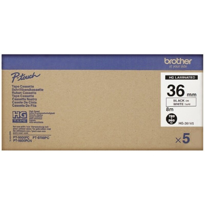 Brother Black on White Label Printer Tape, 8 m Length, 36 mm Width