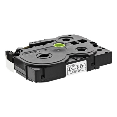 Brother Black on White Label Printer Tape, 8 m Length, 3.5 mm Width