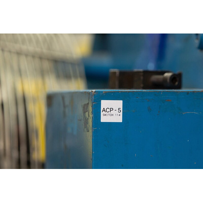 Brady B-422 Black on White Label Printer Tape, 25.4 mm Width, 12.7mm Label Length
