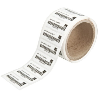 RS PRO White Black Print Label Roll, 58mm Width, 22mm Height