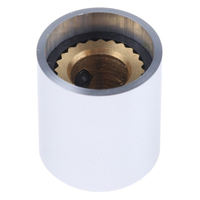 RS PRO Potentiometer Knob, Grub Screw Type, 14mm Knob Diameter, Silver, 6.4mm Shaft