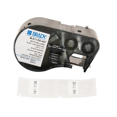 Brady B-427 Self-laminating Vinyl Black on Transparent/White Label, 25.4 mm Width