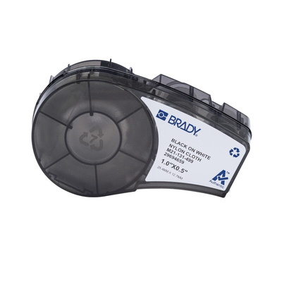 Brady M21 Black on White Label Printer Labels, 25.4 mm Width