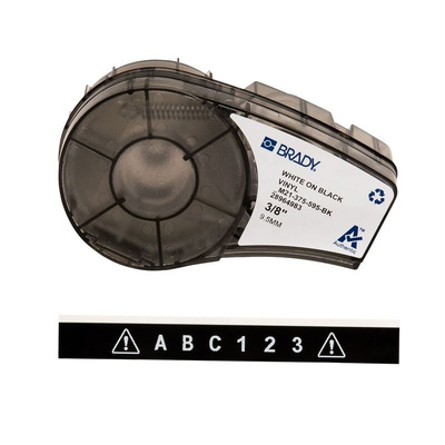 Brady BMP 21 White on Black Label Printer Tape, 6.4 m Length, 9.53 mm Width