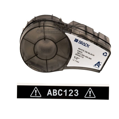 Brady BMP 21 White on Black Label Printer Tape, 6.4 m Length, 12.70 mm Width
