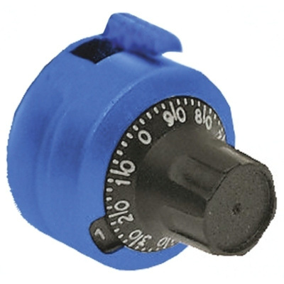 Atoms Potentiometer Dial, Dial Type, 23mm Knob Diameter, Blue, 6mm Shaft, For Use With CT85B Series
