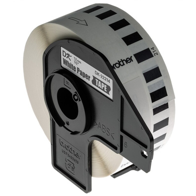 Brother White Black Print Label Roll, 12mm Width, 1 Roll Qty