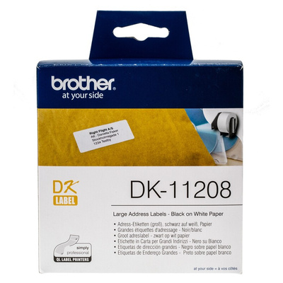 Brother White Black Print Label Roll, 90mm Width, 38mm Height, 400Per Roll Qty