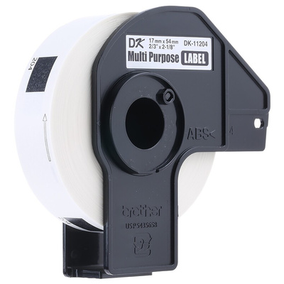Brother White Black Print Label Roll, 54mm Width, 17mm Height, 400Per Roll Qty