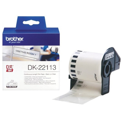 Brother Transparent Black Print Label Roll, 62mm Width, 1 Roll Qty