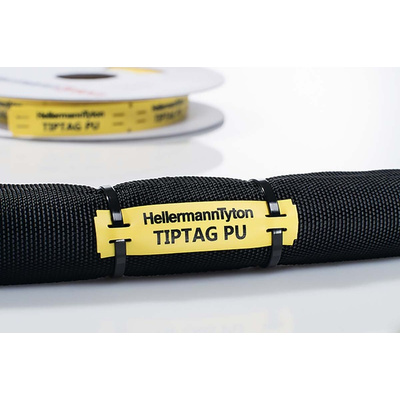 HellermannTyton TIPTAG Yellow Cable Labels, 100mm Width, 15mm Height, 125 Qty