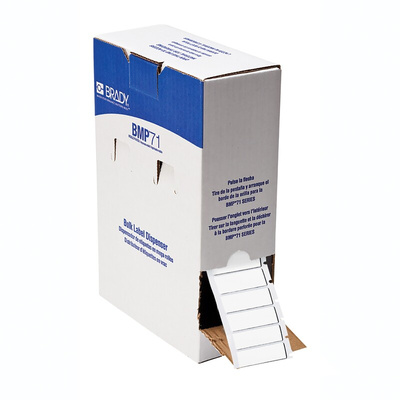 Brady B-7593 Engraved Replacement White Label Roll, 45mm Width, 15mm Height, 500 Qty