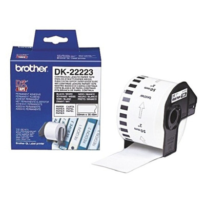 Brother White Black Print Label Roll, 50mm Width, 1 Roll Qty