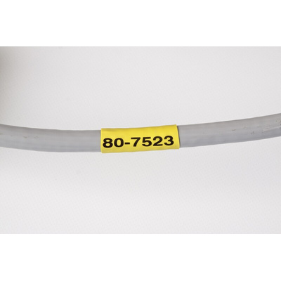 Brady B-342 PermaSleeve Yellow Heatshrink Labels, 50.8mm Width, 8.51mm Height, 1 per Row, 750Per Roll Qty