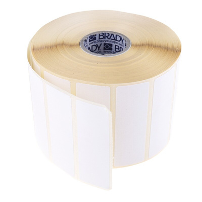 Brady White Label Roll, 57.15mm Width, 19.05mm Height, 21360Per Roll Qty