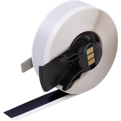 Brady B-595 Vinyl White Black Print Label Roll, 12.7mm Width