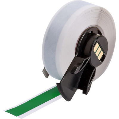 Brady B-595 Vinyl White Green Print Label Roll, 12.7mm Width