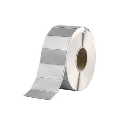 HellermannTyton Helatag 1221 Silver Label Roll, 45mm Width, 15mm Height, 1000 Qty