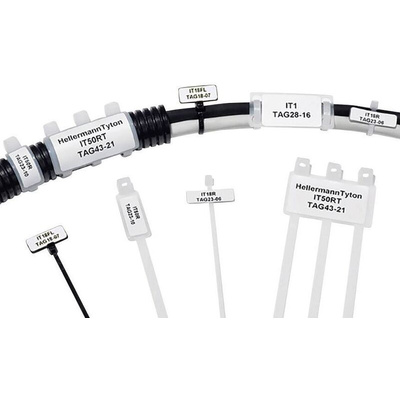 HellermannTyton Helatag 892 White Cable Labels, 18mm Width, 16mm Height, 2500 Qty